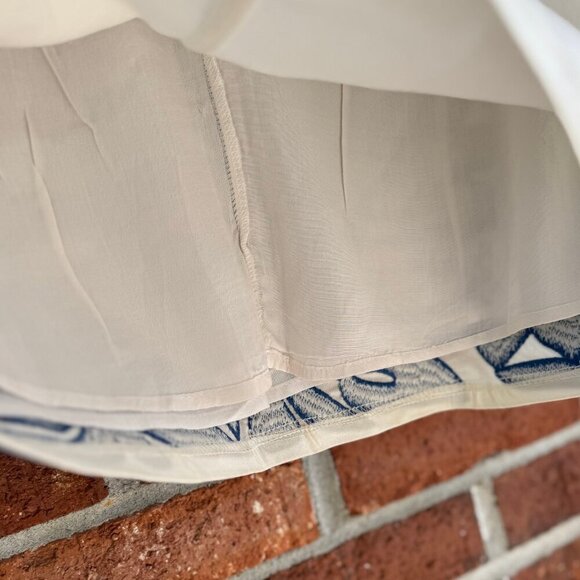 J. Marie Embroidered Mini Skirt | Blue White Tropical Floral Birds | Size S est. - Picture 9 of 10